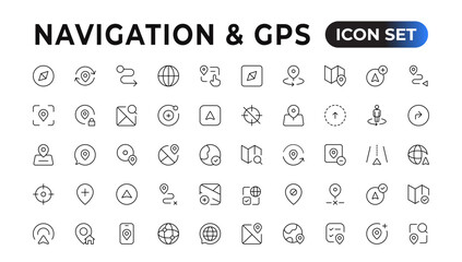 Fototapeta na wymiar Location icon set. Containing map, map pin, gps, destination, directions, distance, place, navigation and address icons. Solid icons vector collection.