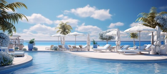 Fototapeta na wymiar A swimming pool in a beautiful resort. Generative AI