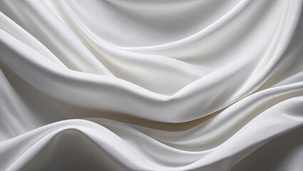 Obraz premium silk background. illustration of bright white fabric material in wavy layers of abstract background with dark shadows