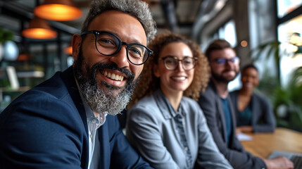 Fototapeta premium diverse team of finance professionals collaborating in a modern office settin