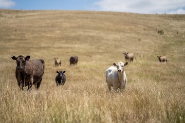 holistic farming on a sustainable agricultural farm growing beef cattle on a farm in australia