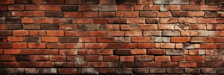 Detailed texture of a worn and weathered brick wall in various shades