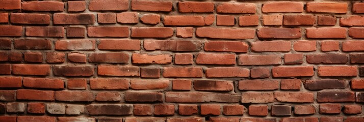 Close-up texture of a full brick wall with varying colors and patterns.