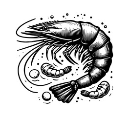 Shrimp Hand drawn vector illustration graphic asset