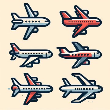 set of airplane icons. airplane flat illustration. simple and minimalist design
