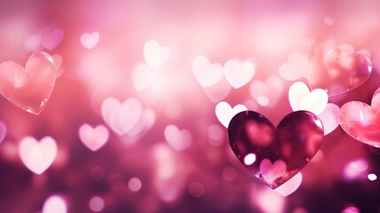 Shiny hearts bokeh light Valentine's day background
