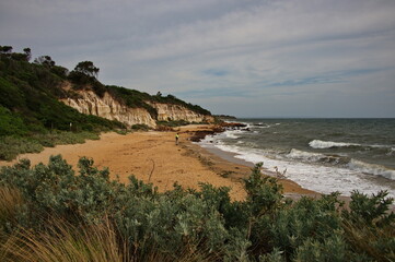Fototapeta na wymiar Beautiful sandy beach in Melbourne, Australia