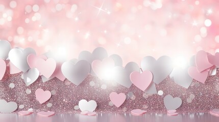 Fototapeta na wymiar Shiny hearts bokeh light Valentine's day background 
