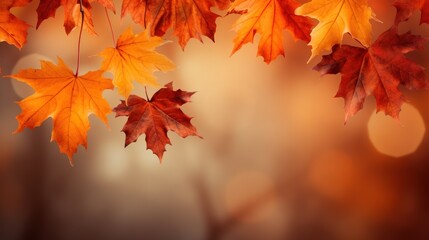 Naklejka na ściany i meble Fall background featuring vibrant autumn maple leaves