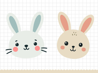 Doodle rabbit. Little bunny in cartoon style. Vector illustration.