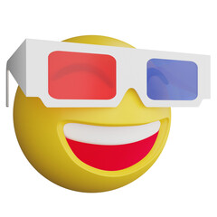 3D glasses emoji side view clipart flat design icon isolated on transparent background, 3D render emoji and emoticon concept