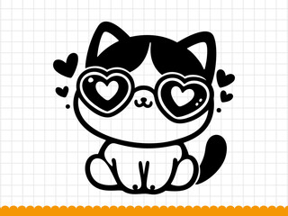 Draw silhouette of doodle cat. Vector illustration.