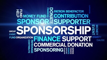 Sponsorship animated tag word cloud;text design animation kinetic typography seamless loop.