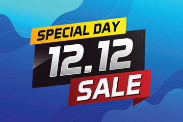 12.12 Special day sale word concept vector illustration with ribbon and 3d style for use landing page, template, ui, web, mobile app, poster, banner, flyer, background, gift card, coupon	