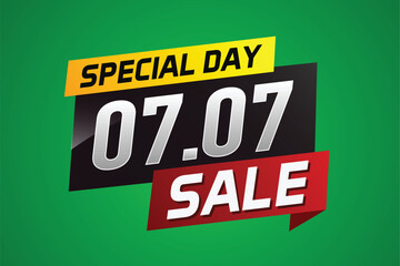 7.7 Special day sale word concept vector illustration with ribbon and 3d style for use landing page, template, ui, web, mobile app, poster, banner, flyer, background, gift card, coupon	
