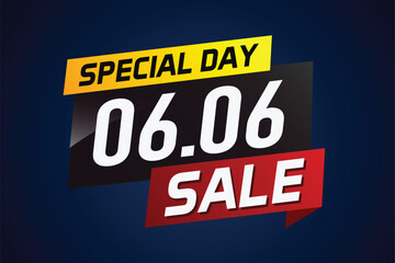 Fototapeta premium 6.6 Special day sale word concept vector illustration with ribbon and 3d style for use landing page, template, ui, web, mobile app, poster, banner, flyer, background, gift card, coupon 
