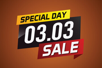 3.3 Special day sale word concept vector illustration with ribbon and 3d style for use landing page, template, ui, web, mobile app, poster, banner, flyer, background, gift card, coupon	