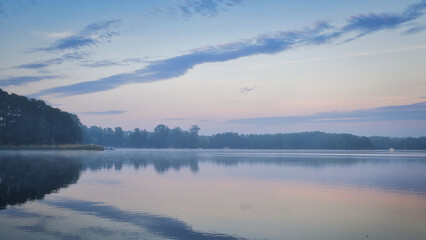 Lake in the Morning - Landscape - Background - Water - Sunset - Clouds - Seascape - Nature - Fog - Teupitz - See - Brandenburg - Germany