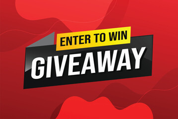 giveaway enter and win word vector illustration 3d style for social media landing page, template, ui, web, mobile app, poster, banner, flyer, background, gift card, coupon, label, wallpaper	