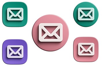 E-mail envelope icon button symbol in various colors.