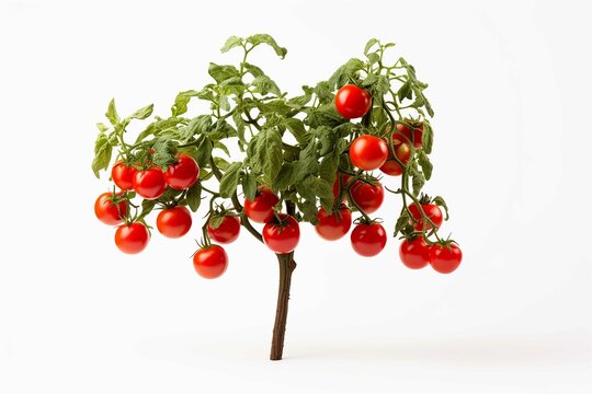 side view isolated high quality realistic photo of tomato bush on white background