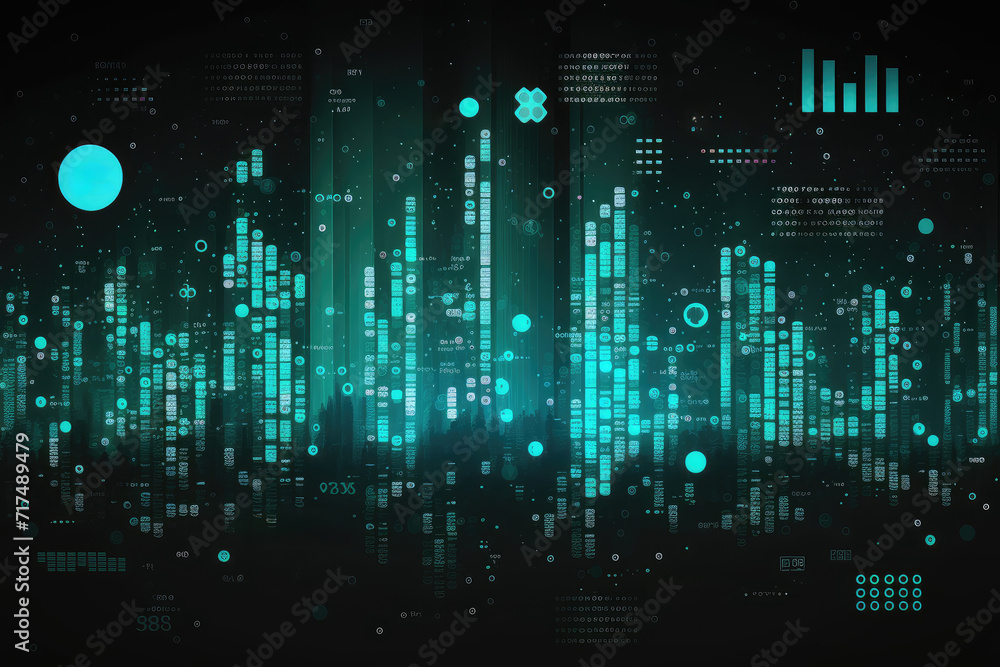 Wall mural big data science and technology information flow background, generated by ai