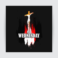 Vector illustration of Ash Wednesday social media feed template