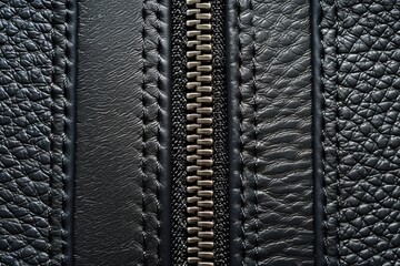 Horizontal lines on a leather background with a zipper