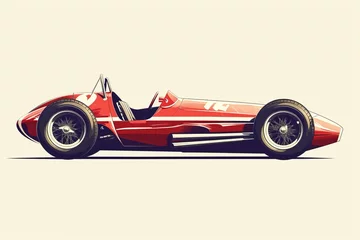 Gordijnen Illustration of a vintage racing car. Retro, isolated © Denis
