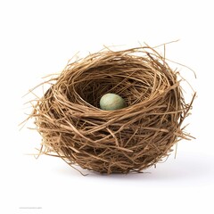 stock photo bird nest, isolated on white background