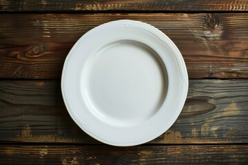 Plate on wooden surface with nothing on it