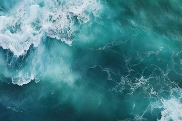 A sea wave photographed from above. Generative AI - obrazy, fototapety, plakaty