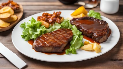 grilled steak with vegetables