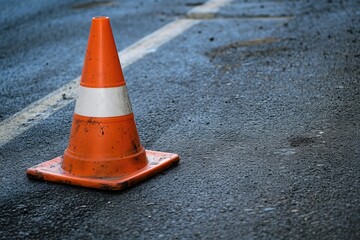 Traffic cone on the road