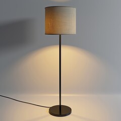 Decorative floor lamp Tripod Original Sample Model with White Silk Shade and solid wood legs.