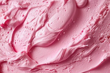 Pink face cream scrub sample with a gentle creamy texture and exfoliating effectiveness seen in a closeup