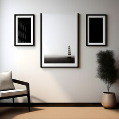 A Background with Planter and frames, aesthetic wall frames, frames, monochrome frames, monochrome, monochrome walls, aesthetic wall frames,  aesthetic walls, aesthetic frames, wall frames, walls, mon