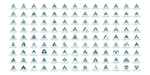 Mega logo collection, Abstract letter A logo design. icons for business of luxury, elegant, simple.