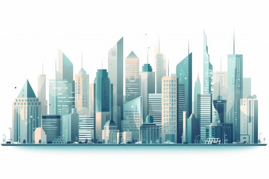 Panoramic city illustration material in front of white background