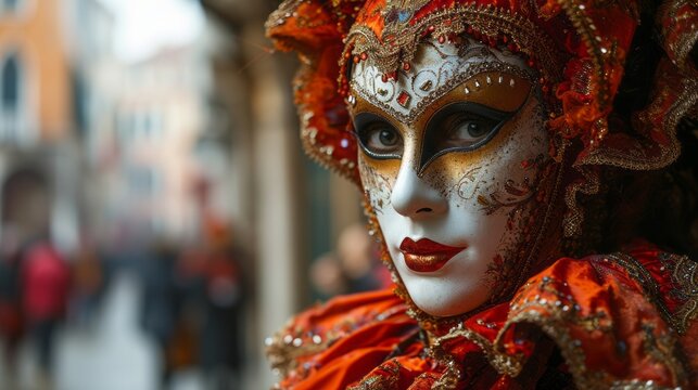 Venetian Carnival Vibrance: A Street Procession Spectacle