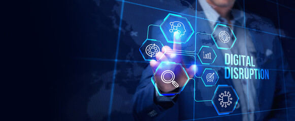 Obraz premium Digital disruption transformation innovation technology business internet concept.