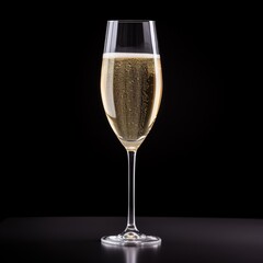 Champagne Glass Isolated On Black Background