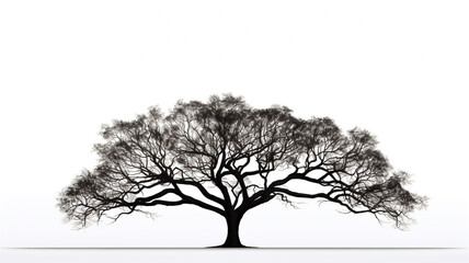 Silhouette of tree isolated on white Background