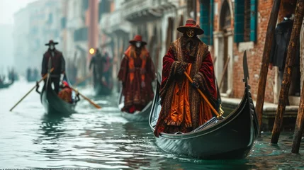 Foto op Plexiglas Venetian Reflections: Carnival Elegance on the Canals © Сергей Шипулин
