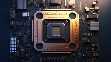 Fototapeta premium Close-up of central processing unit of computer and electronic products