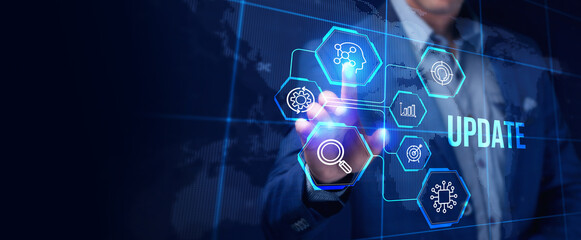 Business, Technology, Internet and network concept. Update software computer program upgrade.