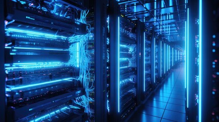 Large computer data room, big data, AI, scientific computing, supercomputer