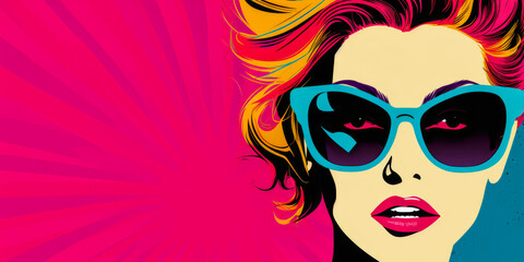 80s retro illustration of a woman in vibrant colors