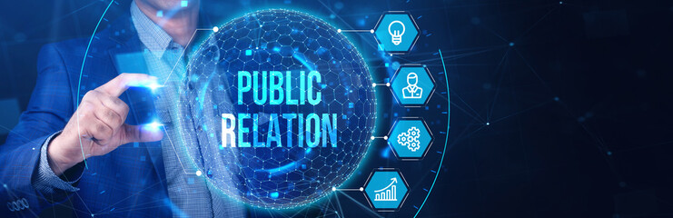 PR Public relations concept. Communication advertising marketing strategy.