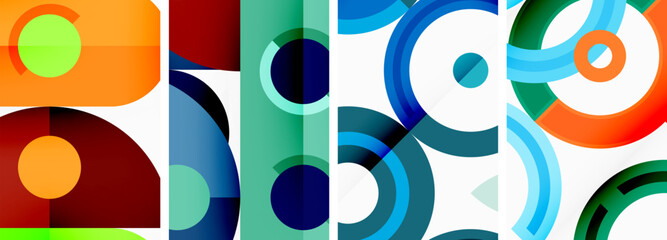 Obraz premium Round geometric elements and circles in background design for wallpaper, business card, cover, poster, banner, brochure, header, website